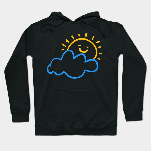 sun cloud doodle art illustration Hoodie by Moonsayfar 